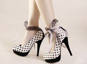 romance and whimsy with stripes polka dots and pom poms - myLusciousLife.com - polka dot shoes.jpg